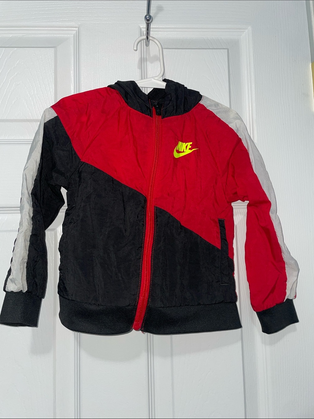 Nike Red, Black & White Kids' Colorblock Hooded Windbreaker